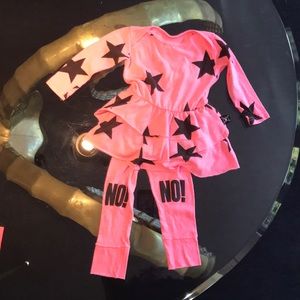 Nununu baby girl outfit—skirted onesie and pants